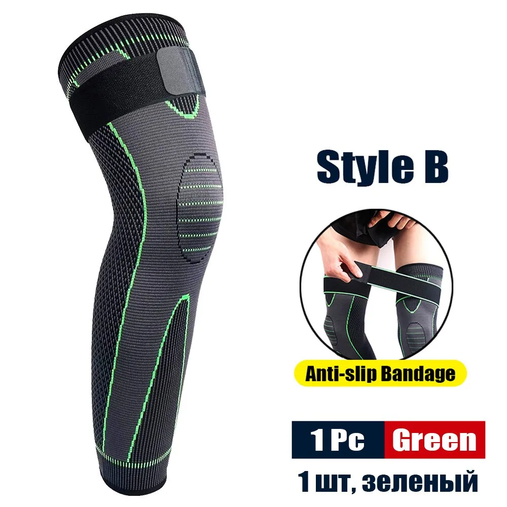 Sport Anti-slip Full Length Compression Leg Sleeves Knee Brace Support