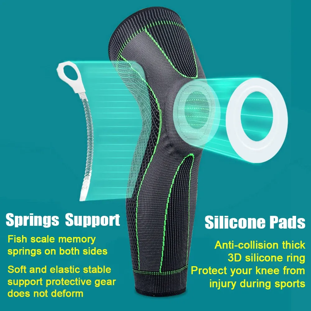 Sport Anti-slip Full Length Compression Leg Sleeves Knee Brace Support