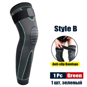 Sport Anti-slip Full Length Compression Leg Sleeves Knee Brace Support