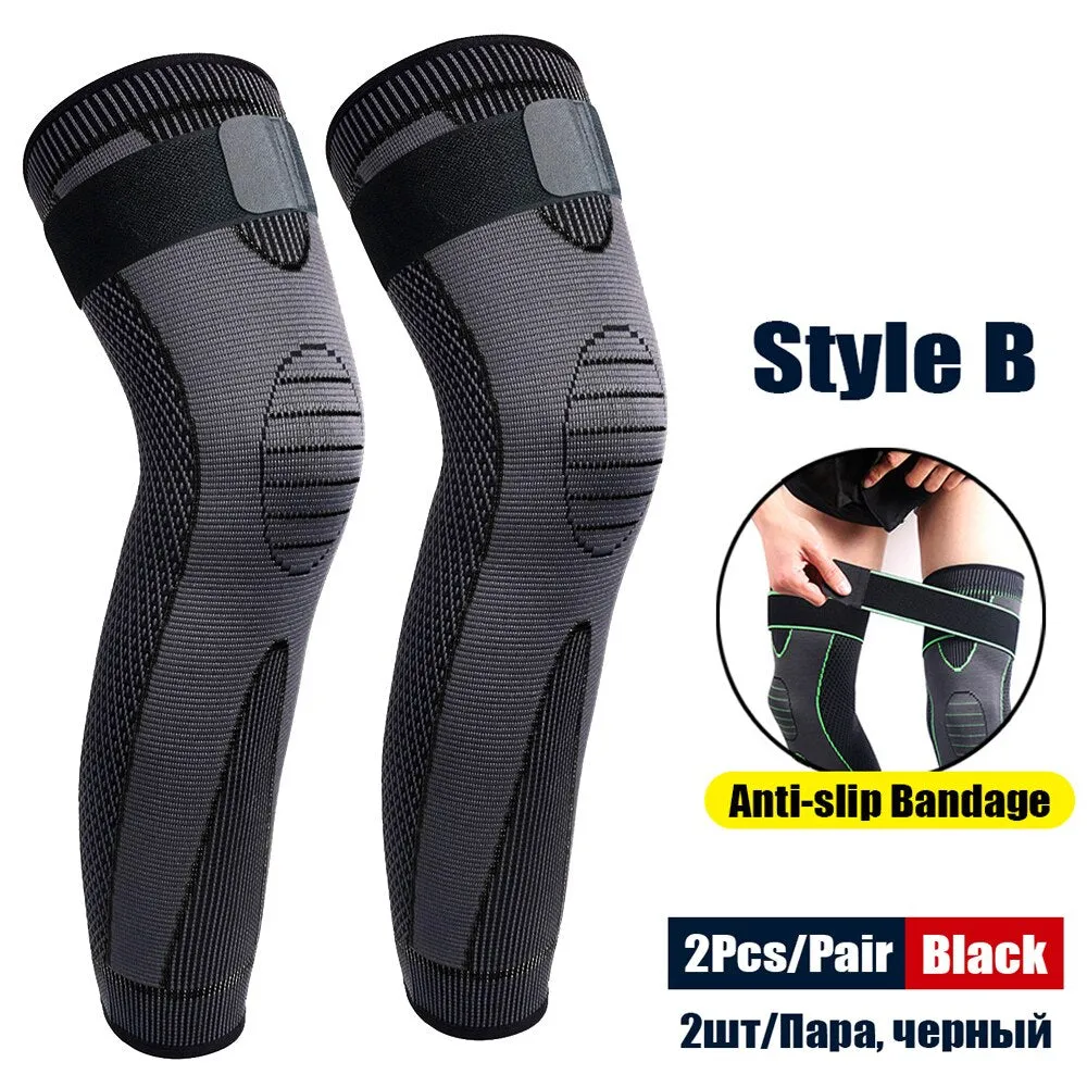 Sport Anti-slip Full Length Compression Leg Sleeves Knee Brace Support