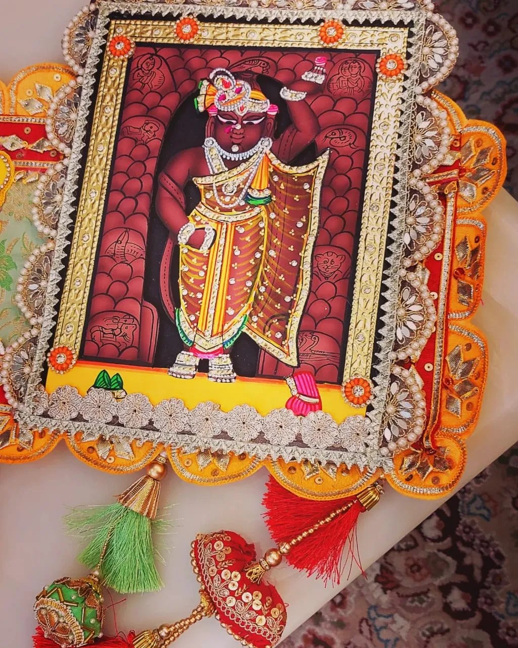 Tanjore Painted Shreenathji Door Bandhanwar Decorations | BRIJ001BWA