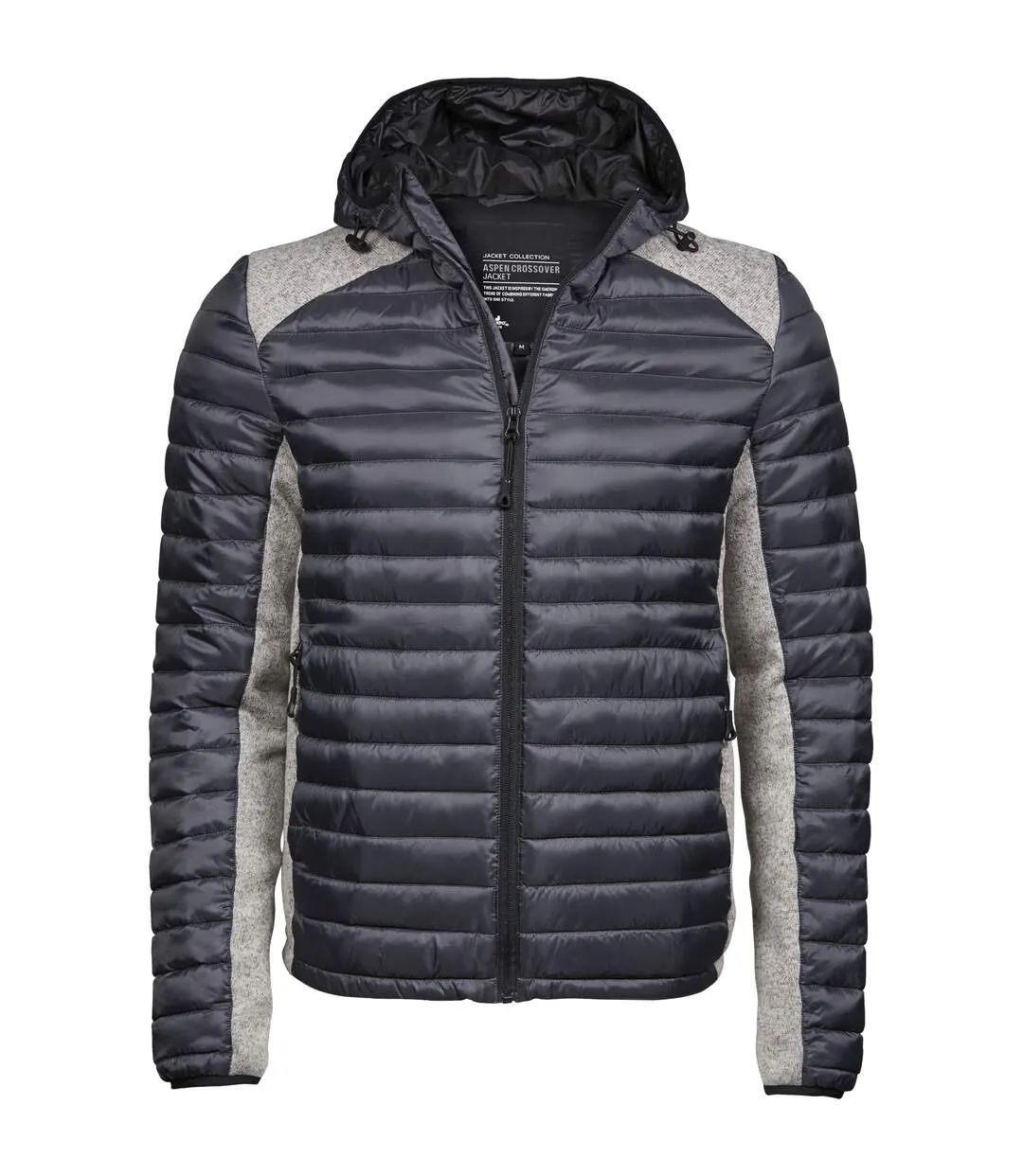 Tee Jays Mens Crossover Hooded Padded Outdoor Jacket (Space Grey/Grey Melange) - UTPC3415