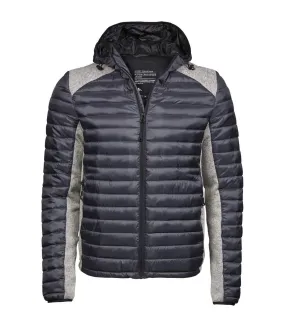 Tee Jays Mens Crossover Hooded Padded Outdoor Jacket (Space Grey/Grey Melange) - UTPC3415