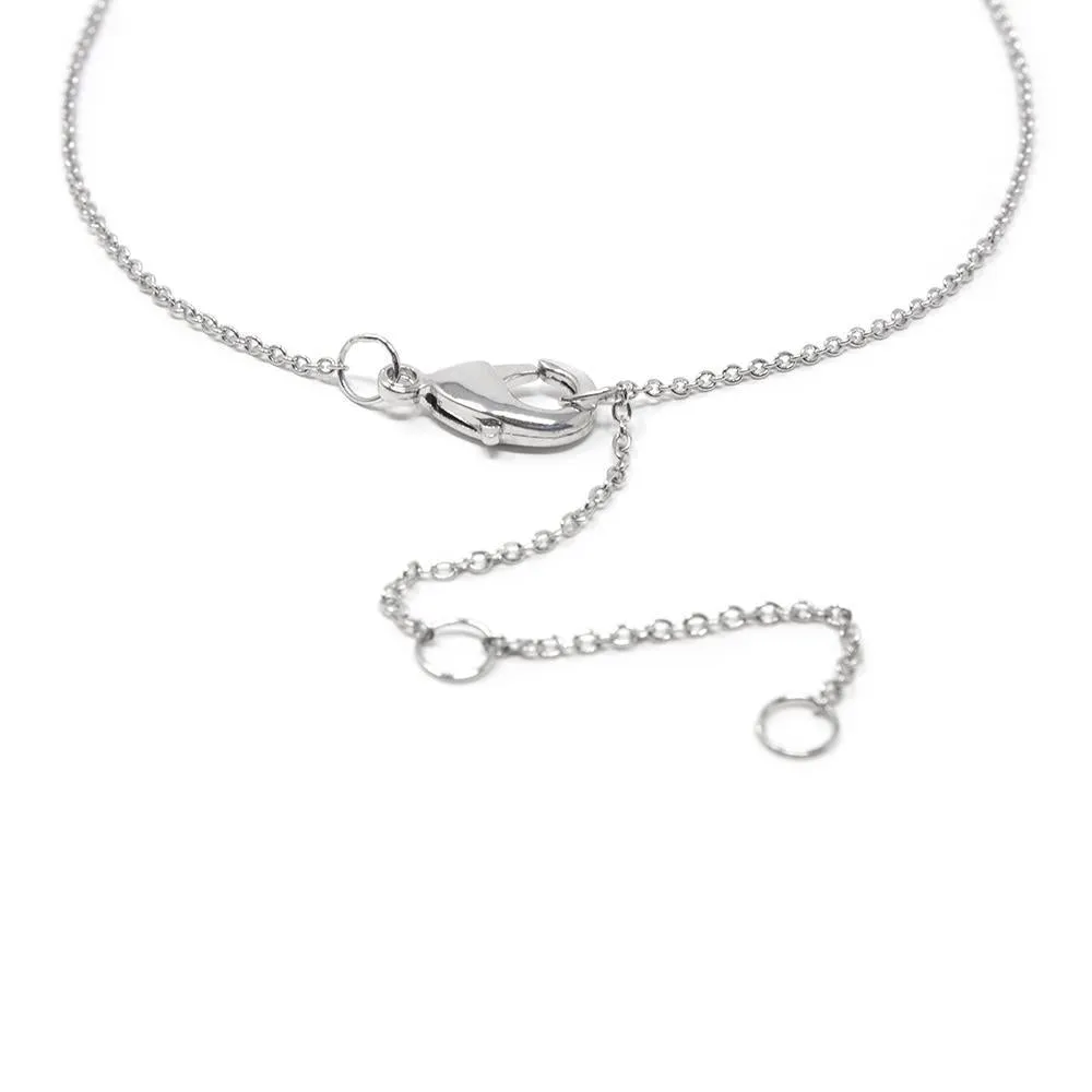 Ten Round CZ Drop Necklace Rhodium Plated