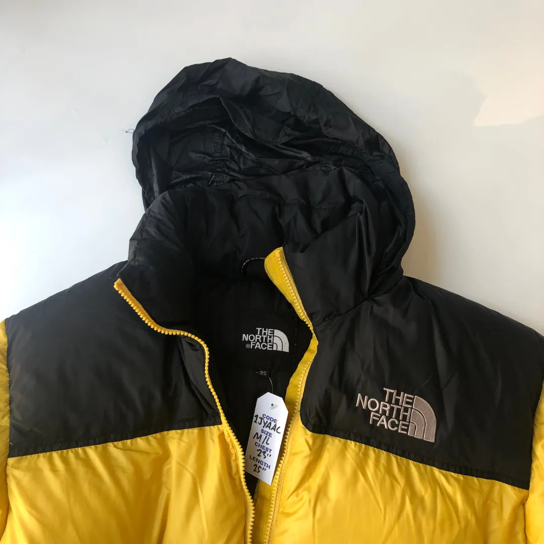 The North Face Nuptse 700 Yellow/Black Down Puffer Jacket Medium