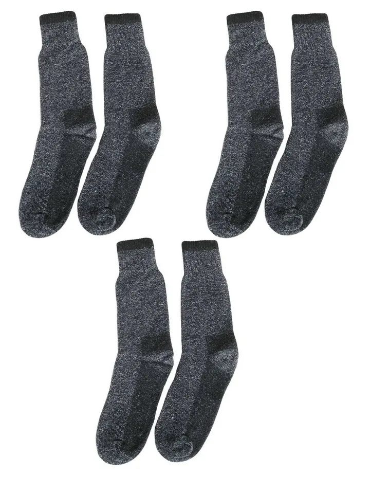 Thermal Heated Socks 6-11 Uk 3 Pairs in Black