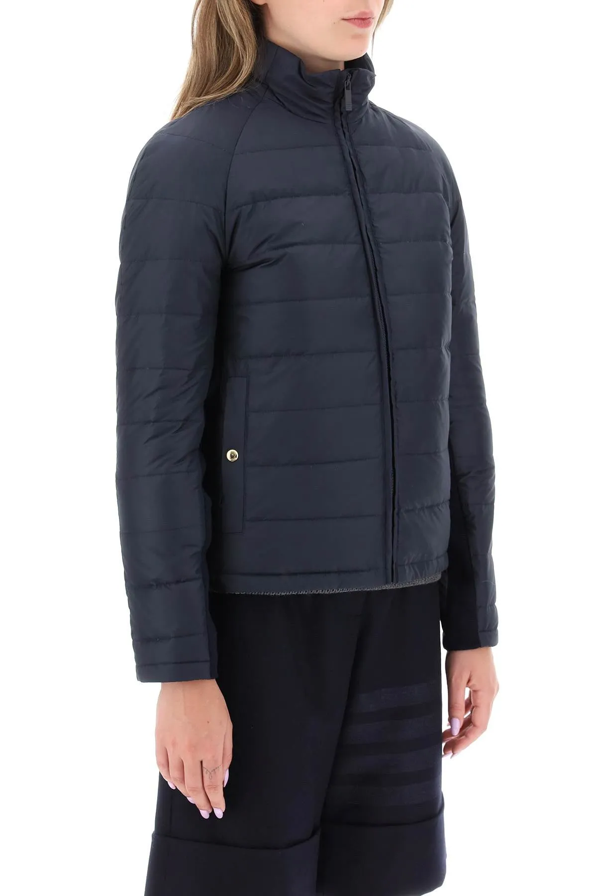 Thom browne quilted puffer jacket with 4-bar insert FBD051XF0241 NAVY