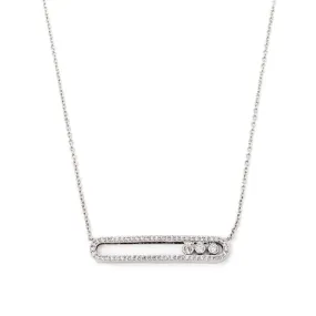 Three CZ Sliding Necklace Rhodium Plated