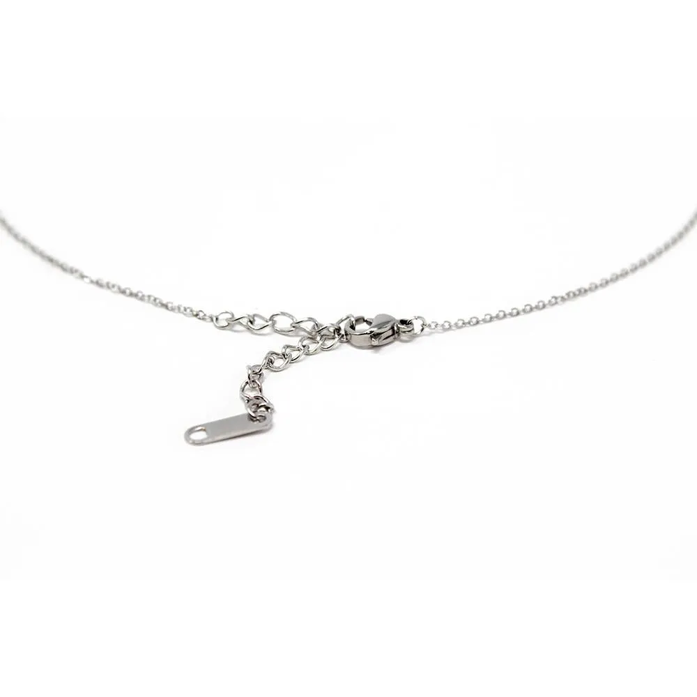 Three CZ Sliding Necklace Rhodium Plated