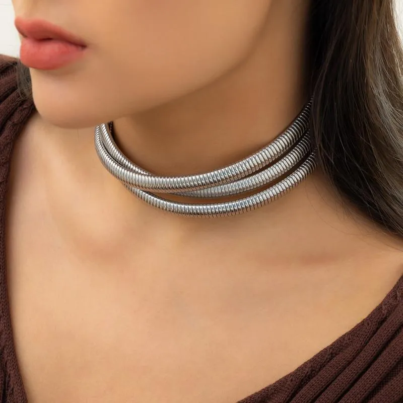 Three-tone Layer Snake Chain Choker