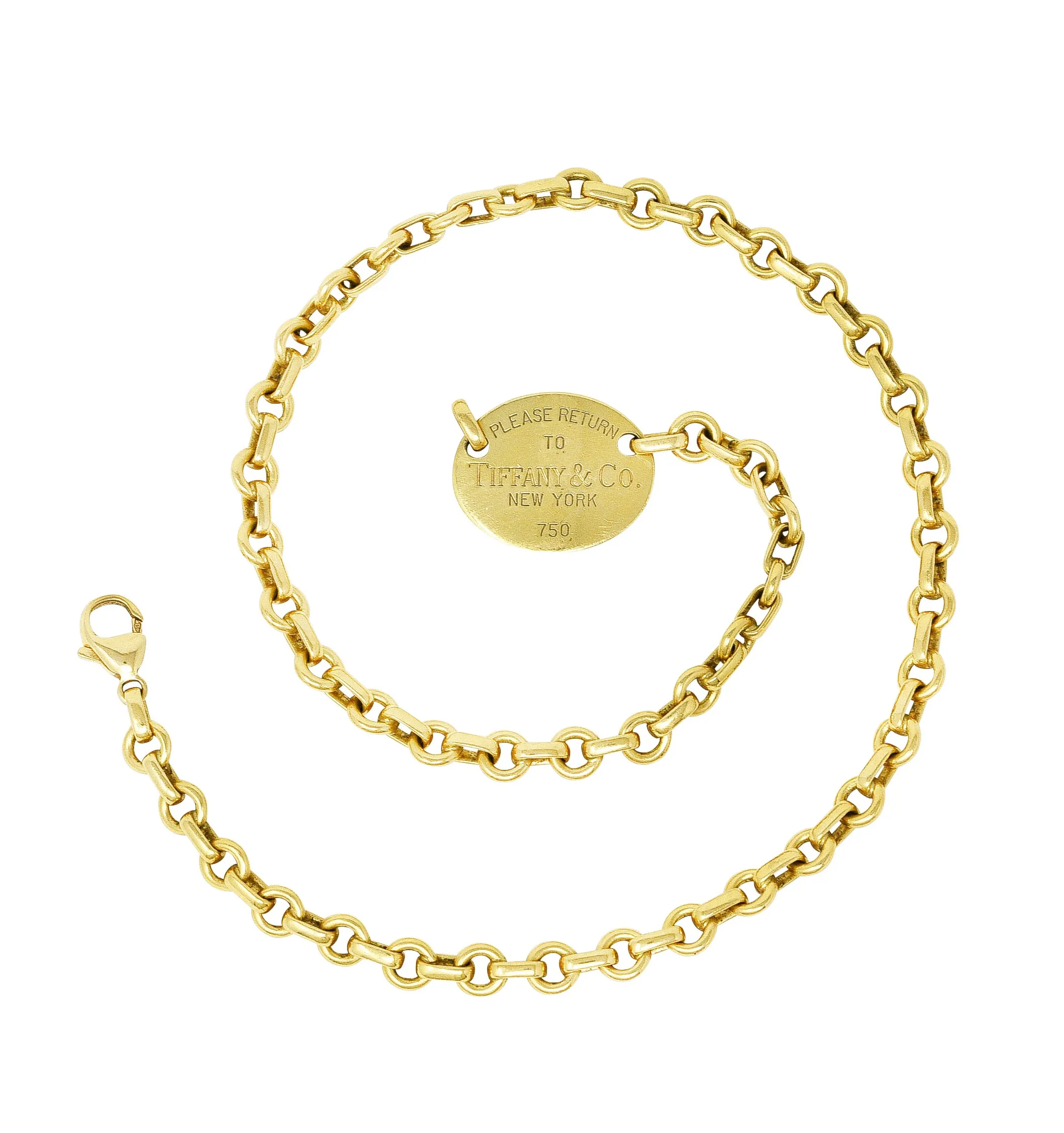 Tiffany & Co. 18 Karat Yellow Gold Return To Tiffany Station Necklace