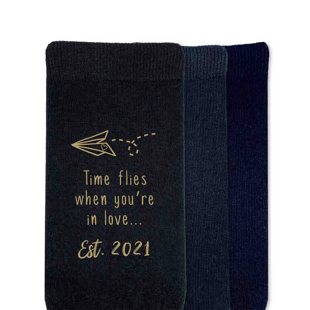 Time Flies - 2 Year Cotton Anniversary Socks for Men