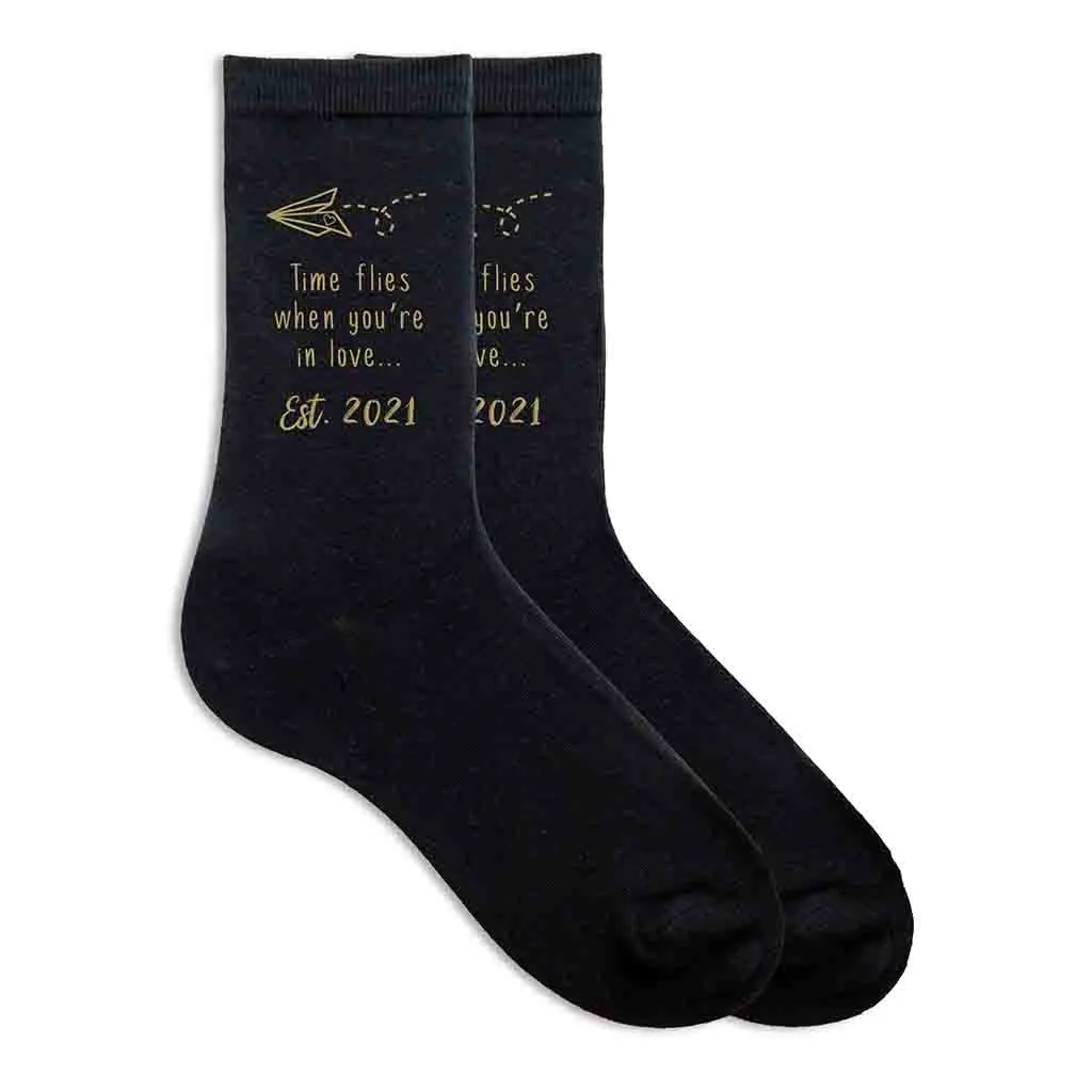 Time Flies - 2 Year Cotton Anniversary Socks for Men