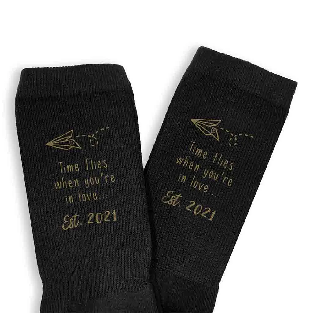 Time Flies - 2 Year Cotton Anniversary Socks for Men