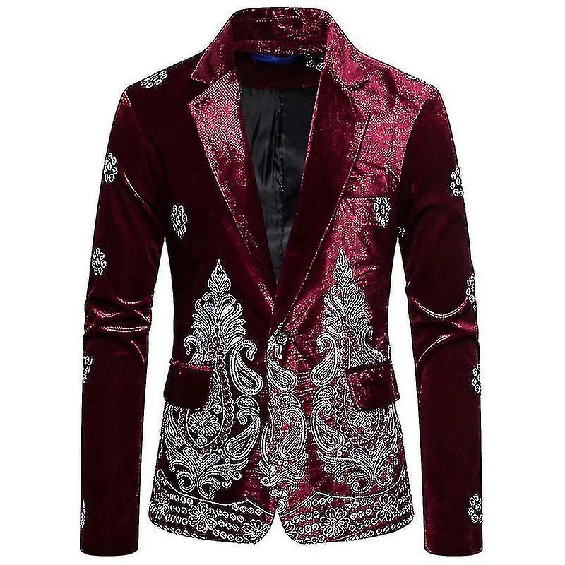 Traje de terciopelo para hombre Cena Fiesta de graduación Wedding Blazer