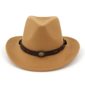 Unisex Ethnic Style Solid Adjustable Western Casual Cowboy Hat