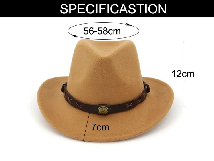 Unisex Ethnic Style Solid Adjustable Western Casual Cowboy Hat