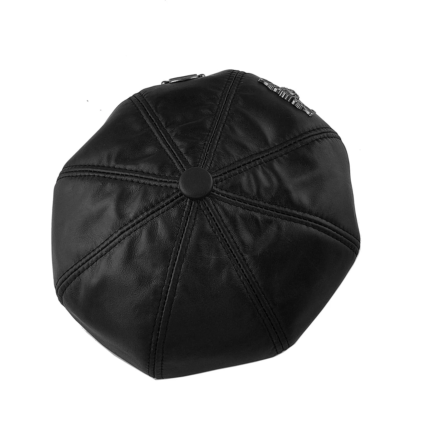 Unisex Skull Genuine Leather Casual Cool Punk Rock Style s Boy Hat