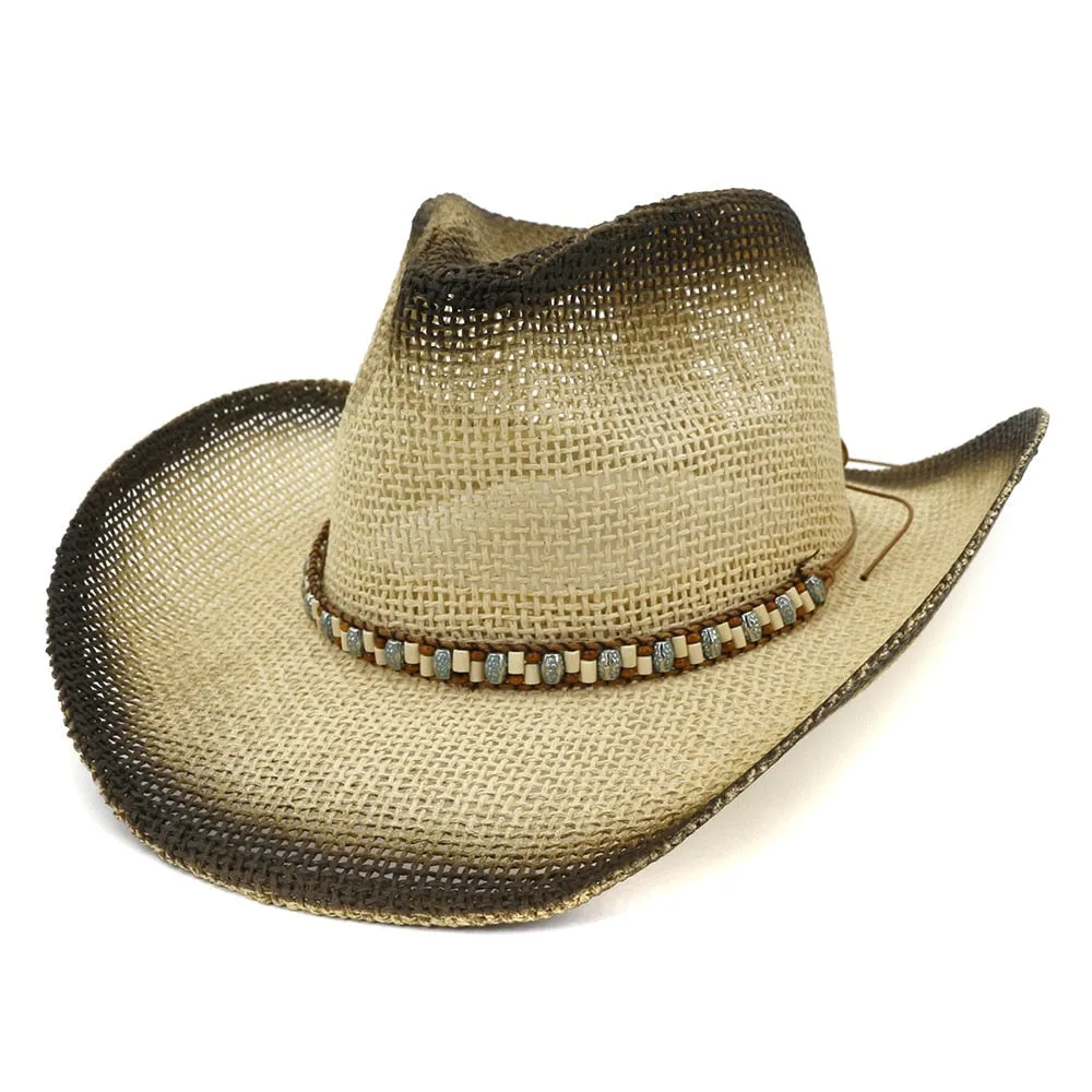 Unisex Summer Spray Painted Western Outdoor Travel Cowboy Hat