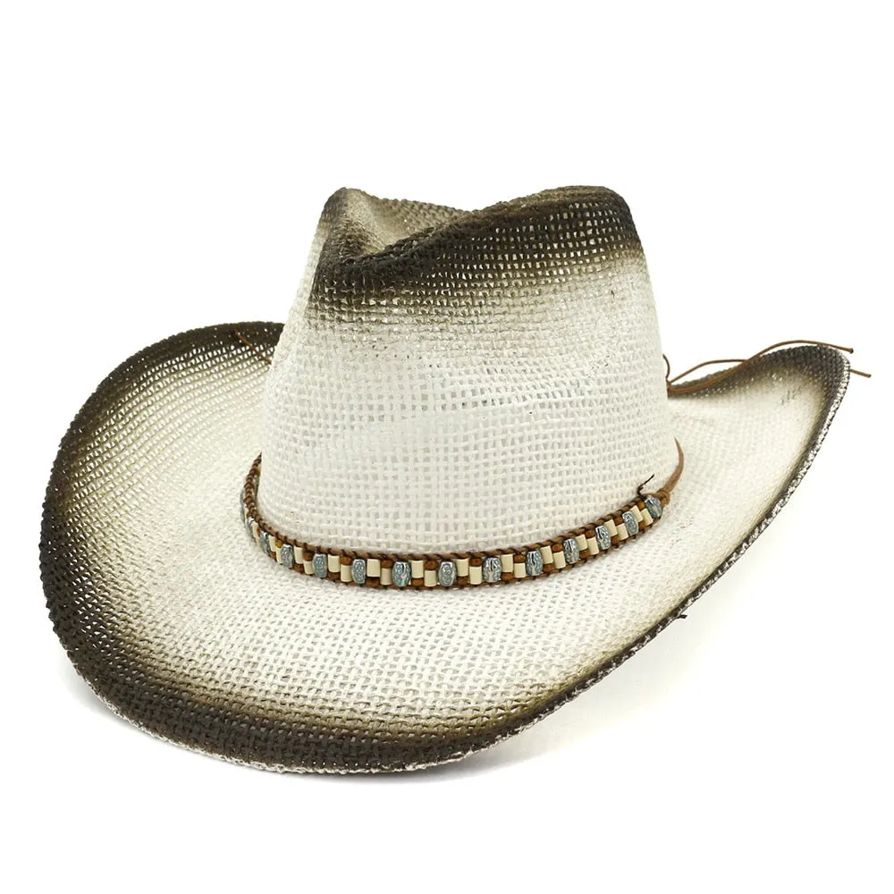 Unisex Summer Spray Painted Western Outdoor Travel Cowboy Hat