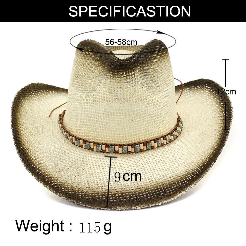 Unisex Summer Spray Painted Western Outdoor Travel Cowboy Hat