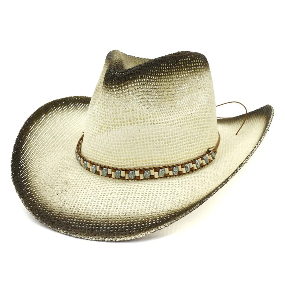 Unisex Summer Spray Painted Western Outdoor Travel Cowboy Hat