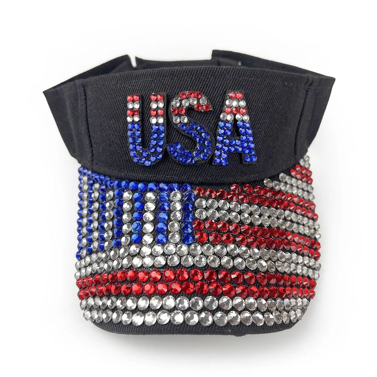 USA Rhinestone Visor in Black