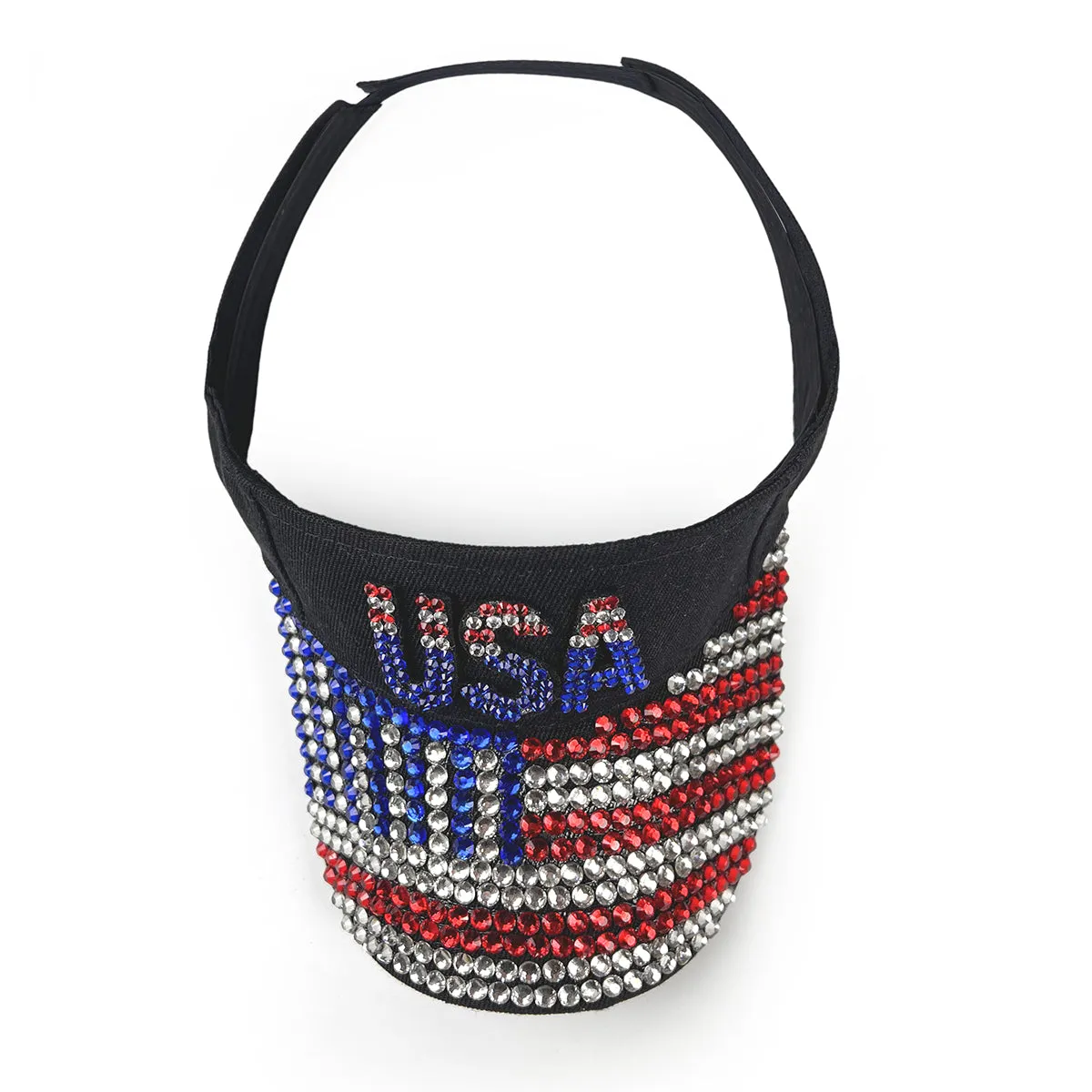 USA Rhinestone Visor in Black