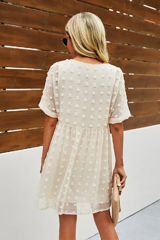 V Neck Solid Short Sleeve Dress