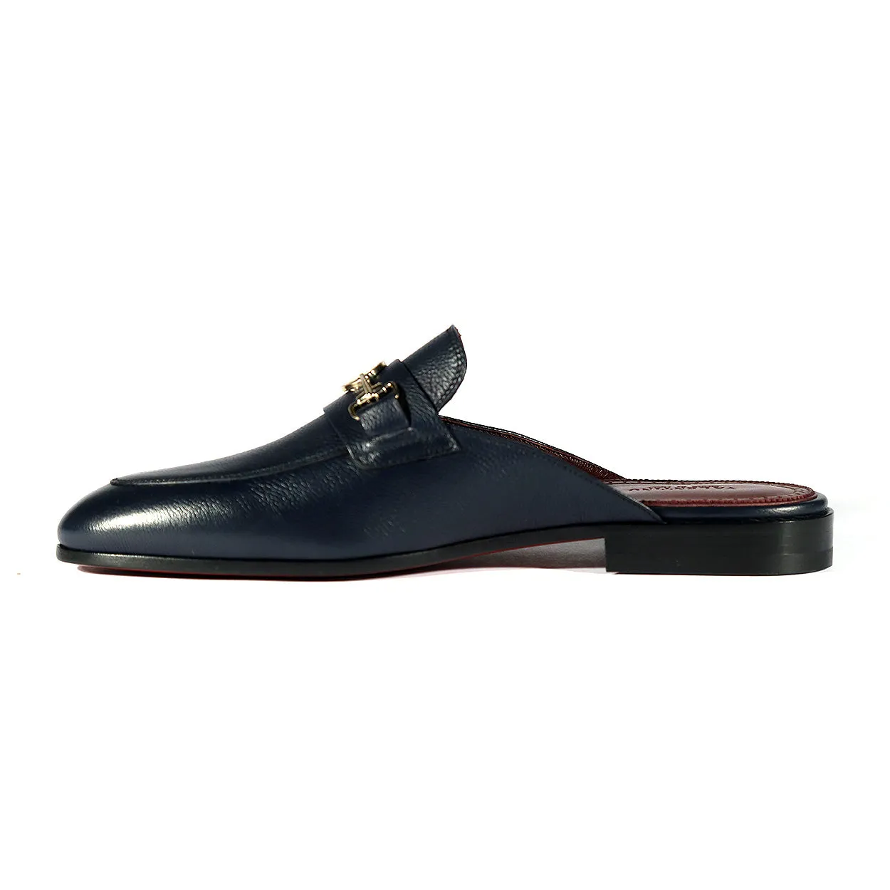 Valentino 19700/M Men's Shoes Navy Blue Calf-Skin Leather Slipper Mules (VAL1002)