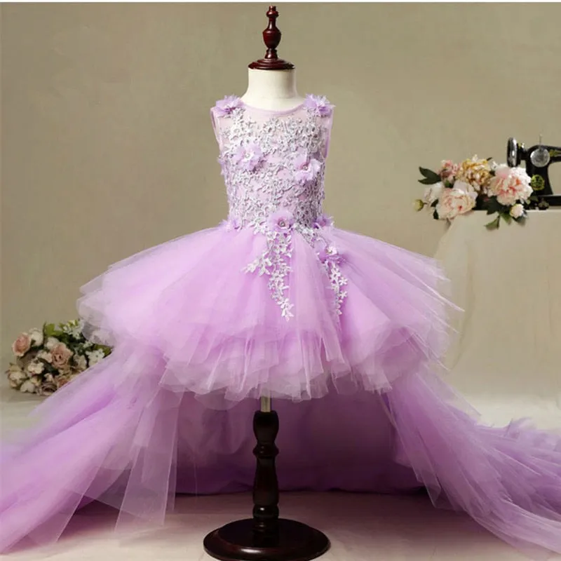 Vestido de Fiesta para niña Fancy Flower Girl Dress with Train Long Mermaid Tulle Gowns