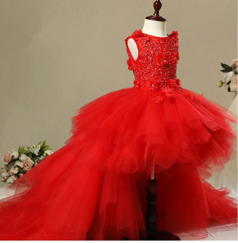 Vestido de Fiesta para niña Fancy Flower Girl Dress with Train Long Mermaid Tulle Gowns