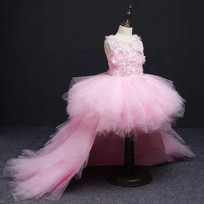 Vestido de Fiesta para niña Fancy Flower Girl Dress with Train Long Mermaid Tulle Gowns