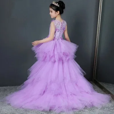 Vestido de Fiesta para niña Fancy Flower Girl Dress with Train Long Mermaid Tulle Gowns