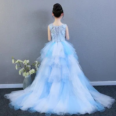 Vestido de Fiesta para niña Fancy Flower Girl Dress with Train Long Mermaid Tulle Gowns