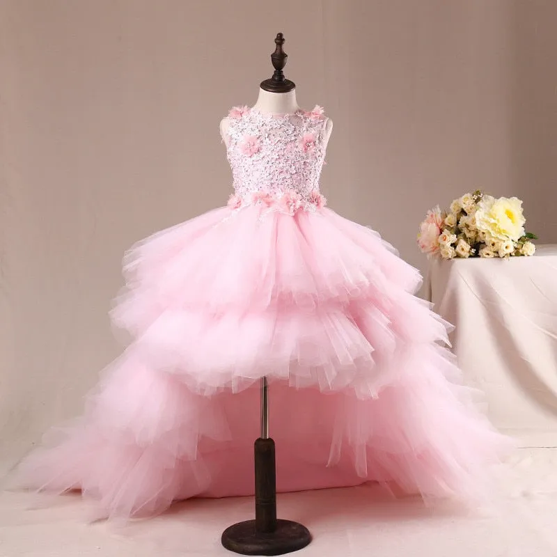 Vestido de Fiesta para niña Fancy Flower Girl Dress with Train Long Mermaid Tulle Gowns