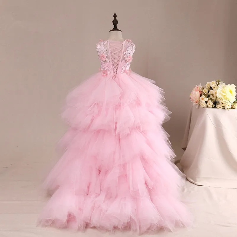 Vestido de Fiesta para niña Fancy Flower Girl Dress with Train Long Mermaid Tulle Gowns