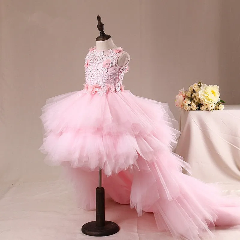 Vestido de Fiesta para niña Fancy Flower Girl Dress with Train Long Mermaid Tulle Gowns