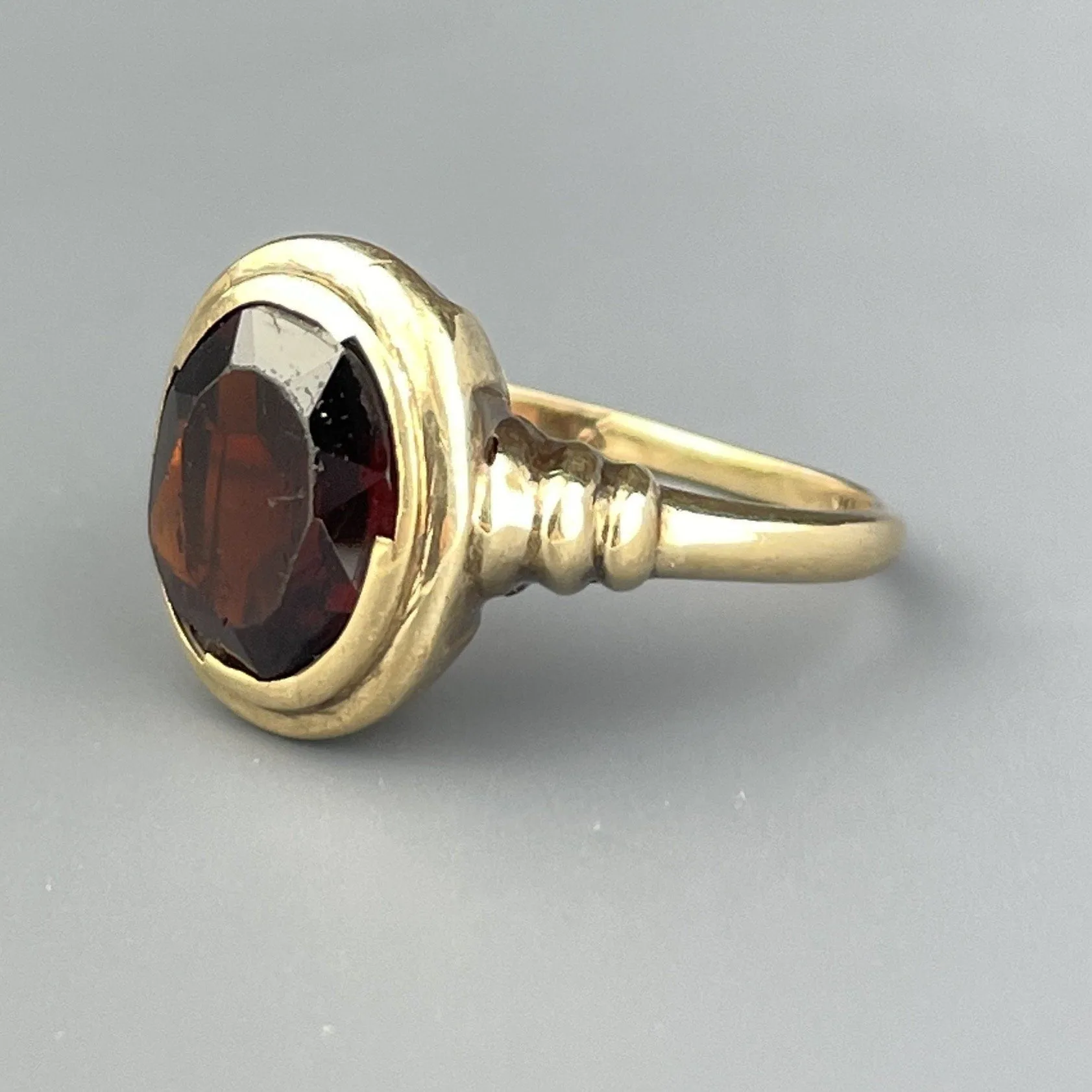 Vintage 10K Gold Garnet Solitaire Engagement Ring, Sz 4 3/4