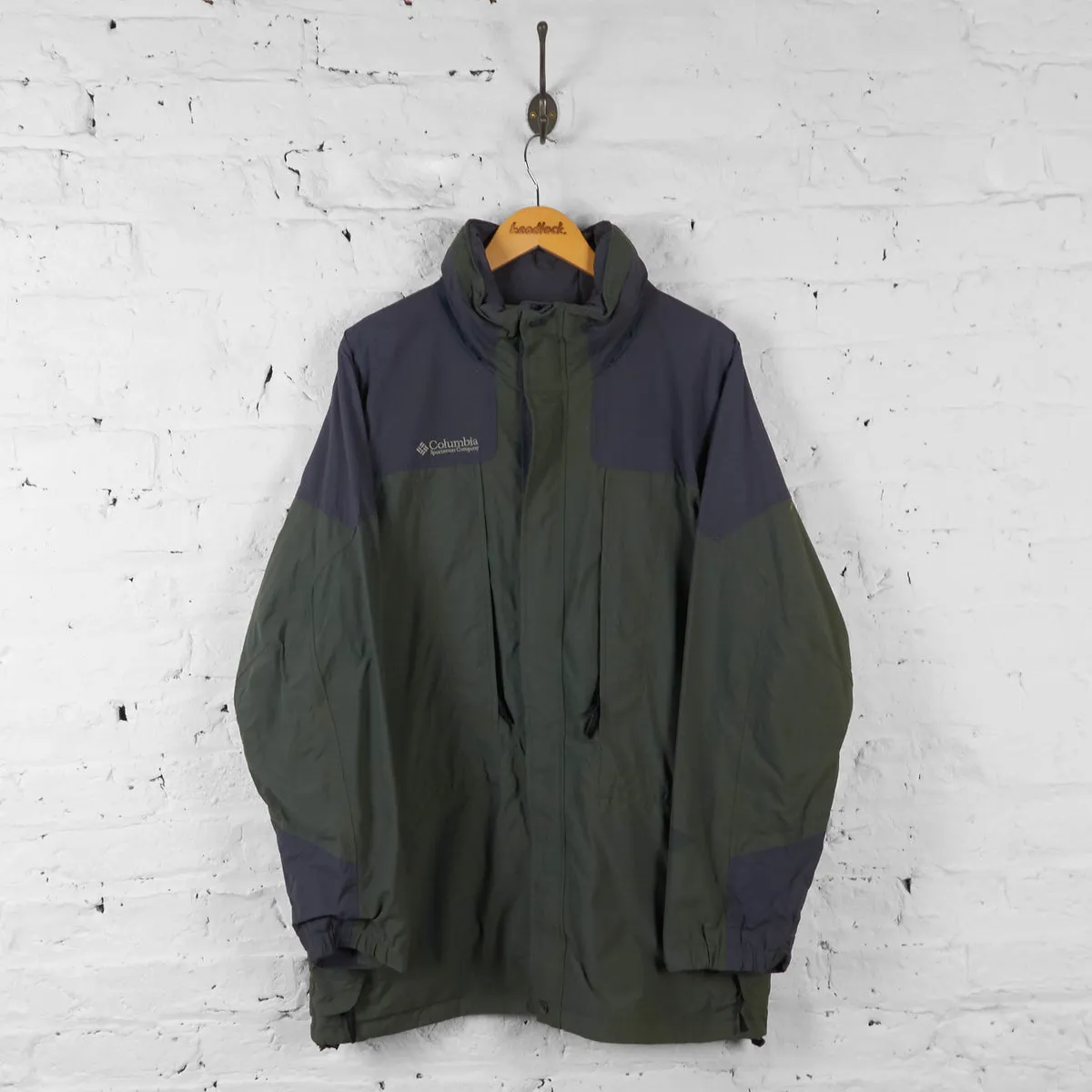 Vintage Columbia Outdoor Hooded Jacket - Green/Grey - L