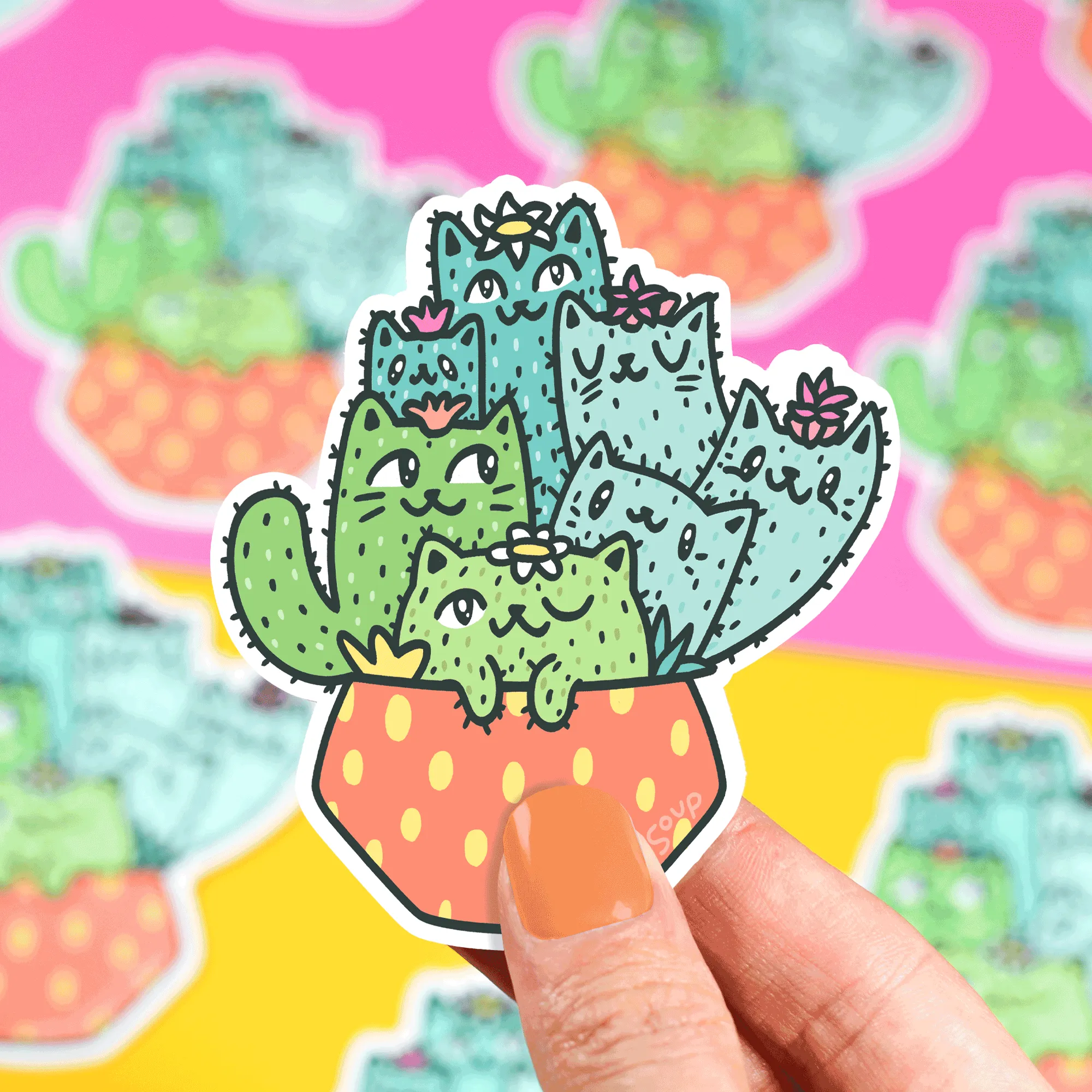 Vinyl Sticker, Cactus Cats