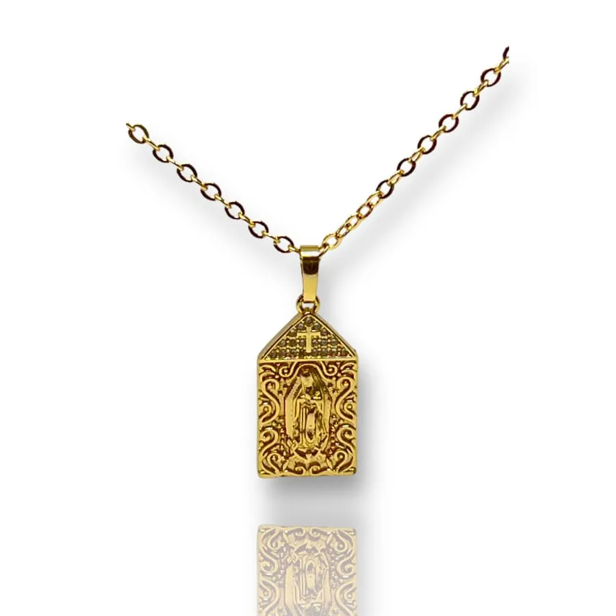 Virgin guadalupe chain necklace in 18k gold filled