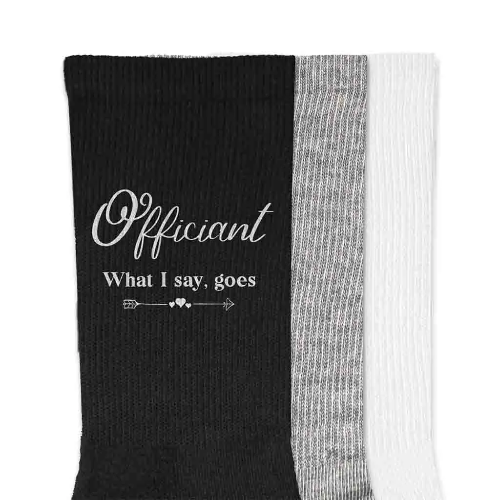 Wedding Party Socks - Fun Saying for Officiant - Result: Officiant Wedding Socks - Fun Sayings