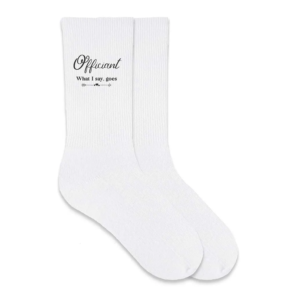 Wedding Party Socks - Fun Saying for Officiant - Result: Officiant Wedding Socks - Fun Sayings