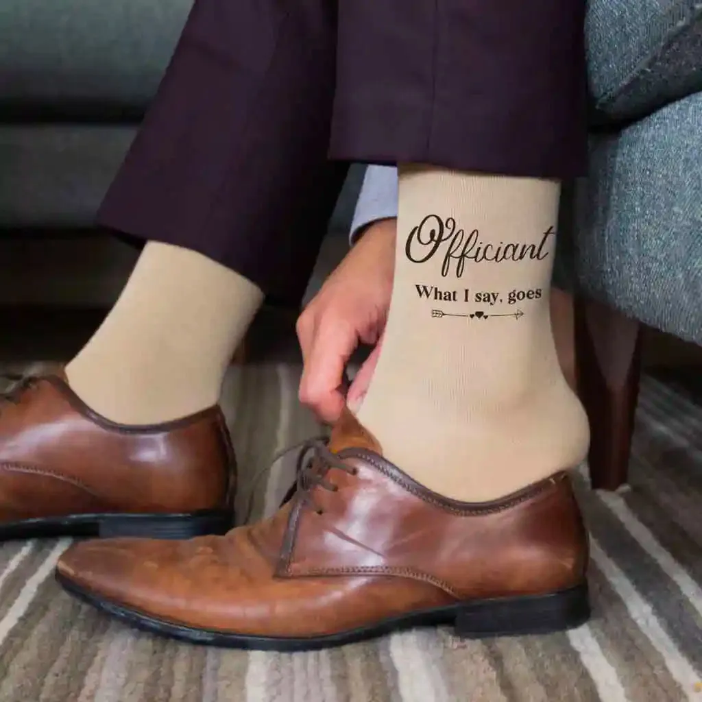 Wedding Party Socks - Fun Saying for Officiant - Result: Officiant Wedding Socks - Fun Sayings