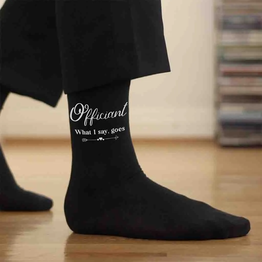 Wedding Party Socks - Fun Saying for Officiant - Result: Officiant Wedding Socks - Fun Sayings