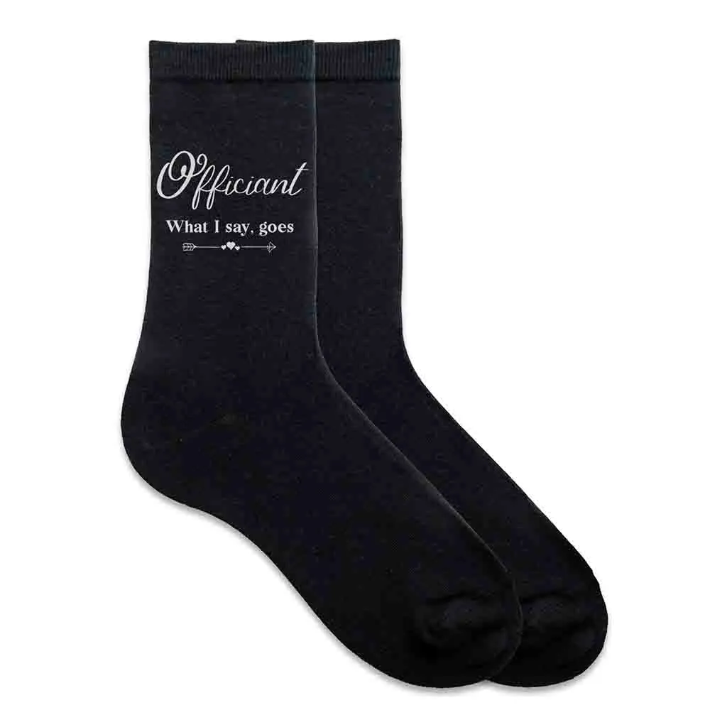 Wedding Party Socks - Fun Saying for Officiant - Result: Officiant Wedding Socks - Fun Sayings