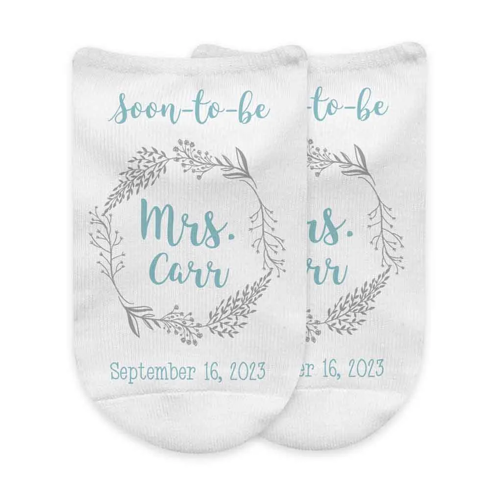 Wedding socks personalized for the bride - Soon to be Mrs.