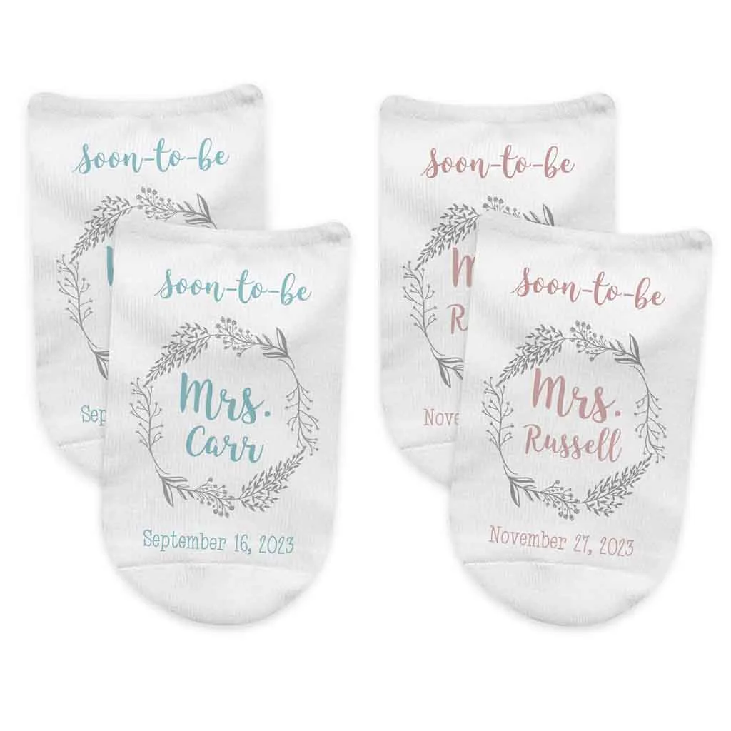 Wedding socks personalized for the bride - Soon to be Mrs.