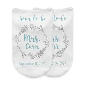 Wedding socks personalized for the bride - Soon to be Mrs.